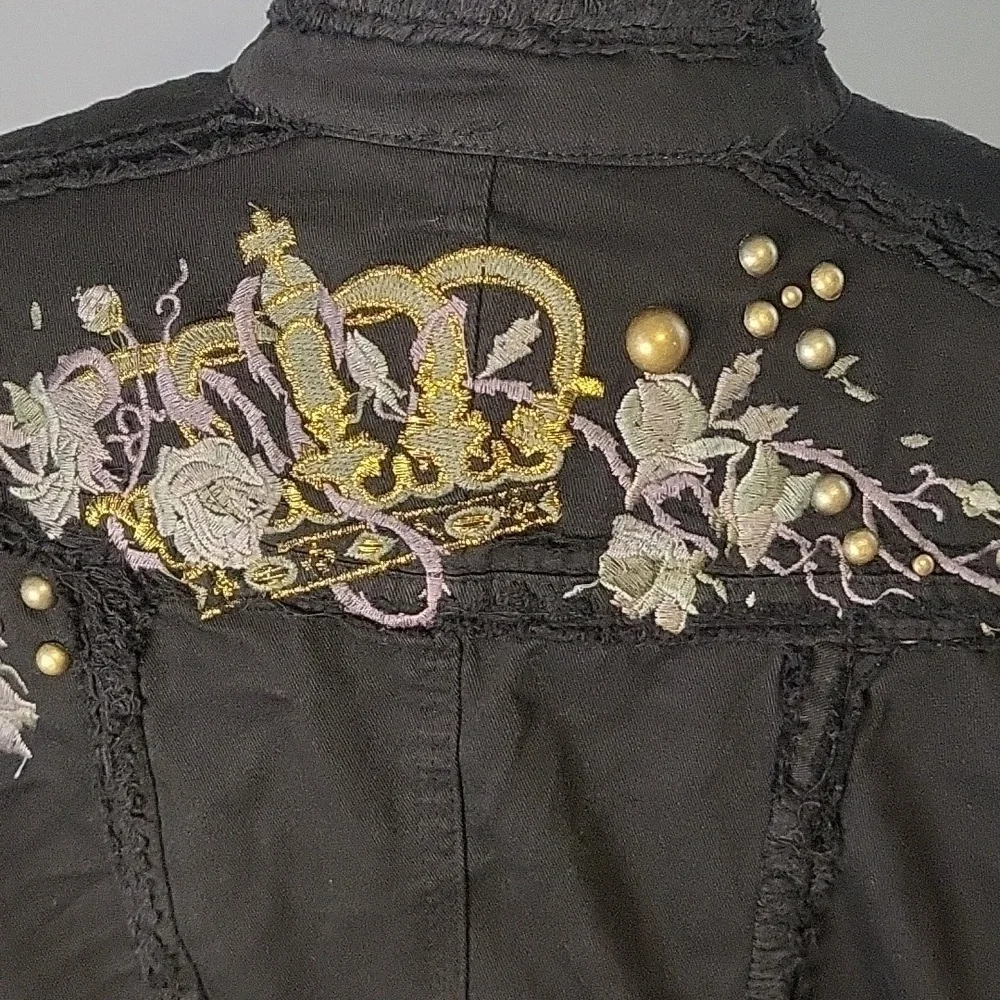 Inspira Embroidered Cotton Metal Accent 3/4 Sleeve Vintage Jacket Size XL - Picture 6 of 16
